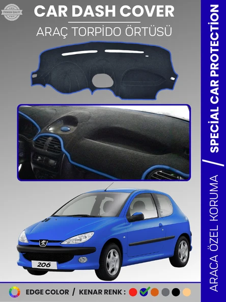 PEUGEOT 206 KÜÇÜK EKRAN (1998-2003) Torpido Örtüsü Ön Göğüs Torpido Koruma Birebir Uyum Kaymaz ürün görseli 1