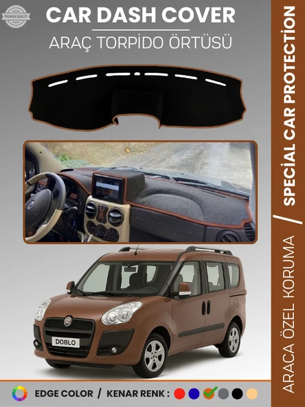 FIAT DOBLO (2008-2013) DOUBLE EKRAN AIRBAGLİ Torpido Örtüsü Ön Göğüs Koruma Araca Özel Tam Uyum ürün görseli 1