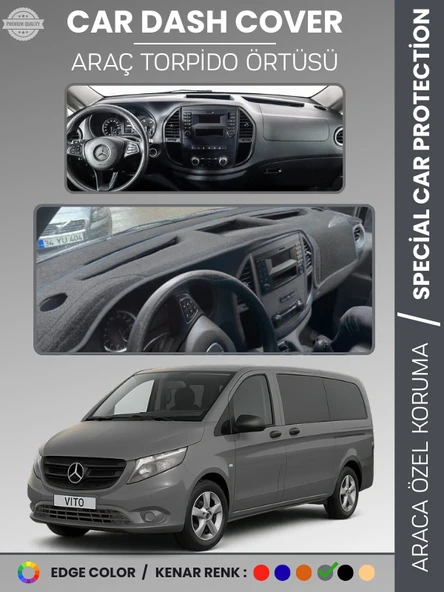 MERCEDES VITO W447 (2014-2023) Torpido Örtüsü Premium Kalite Torpido Koruma Özel Kesim UV Koruma ürün görseli 1