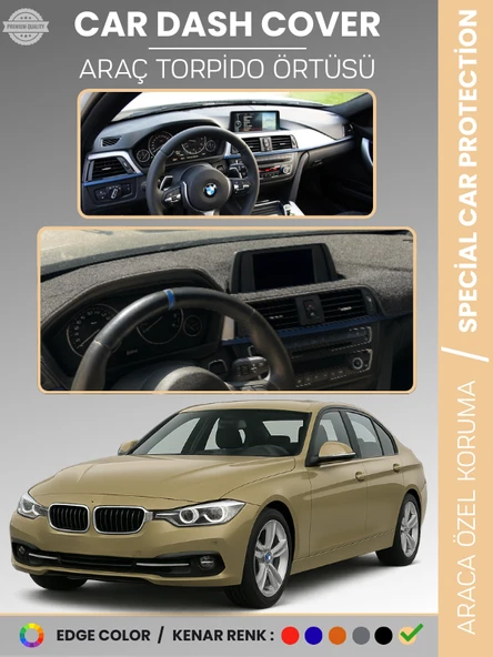 Bmw F30 (2013-2019) Torpido Örtüsü Ön Göğüs Koruma Torpido Koruma Araca Özel Kaymaz Kolay Montaj ürün görseli 1