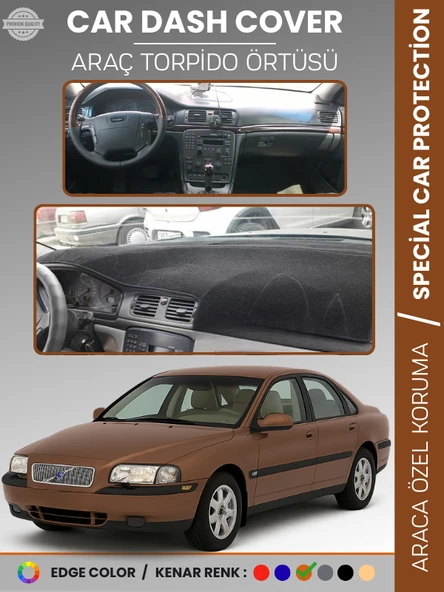 VOLVO S80 (1998-2006) Torpido Örtüsü Ön Göğüs Koruma Torpido Koruma Tam Uyum Araca Özel UV Koruma ürün görseli 1