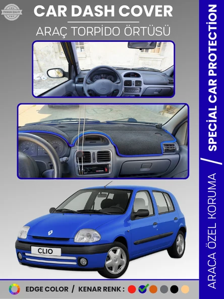 RENAULT CLIO 2 EKRANLI (2001-2012) Torpido Örtüsü Ön Göğüs Koruma Torpido Koruma Araca Özel ürün görseli 1