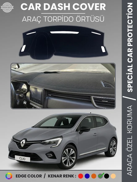 RENAULT CLİO 5 (2019-2023) Torpido Örtüsü Ön Göğüs Koruma Torpido Koruma Birebir Uyum Kaymaz ürün görseli 1