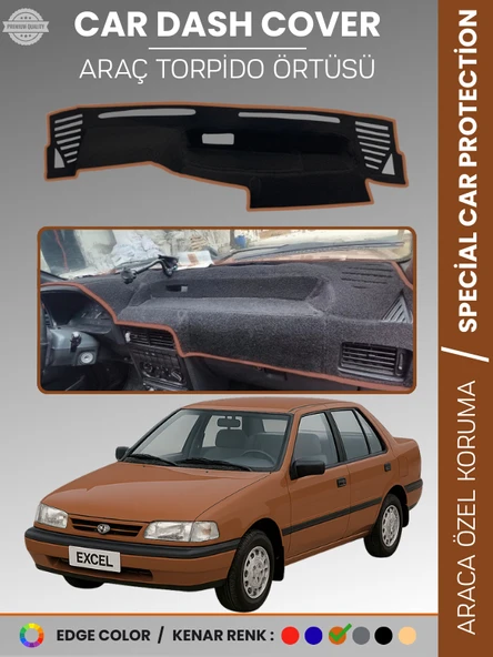 HYUNDAİ EXCEL (1989-1994) Torpido Örtüsü Göğüs Koruma Araca Özel UV Koruma Kolay Montaj ürün görseli 1