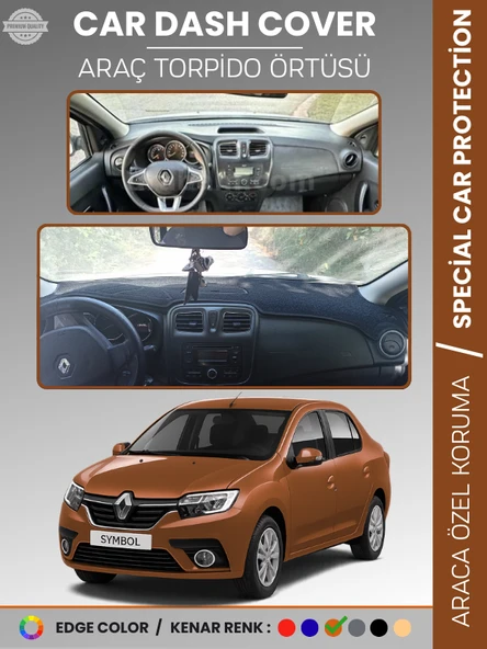 RENAULT SYMBOL 3 SAKLAMA GÖZSÜZ (2013-2021) Torpido Örtüsü Ön Göğüs Halı Torpido Koruma Tam Uyum ürün görseli 1
