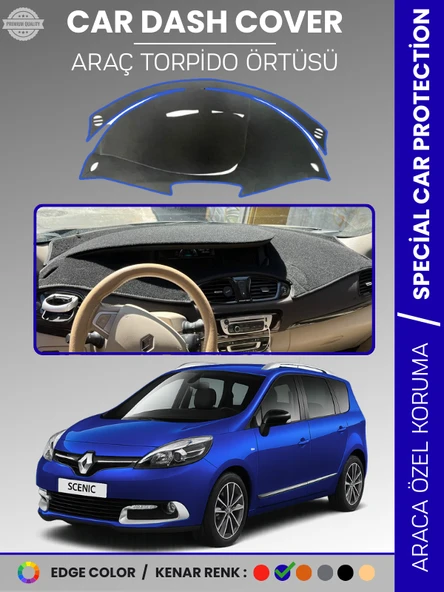 RENAULT SCENIC 3 (2009-2016) Torpido Örtüsü Ön Göğüs Koruma Torpido Koruma Tam Uyum Çatlamayı Önler ürün görseli 1