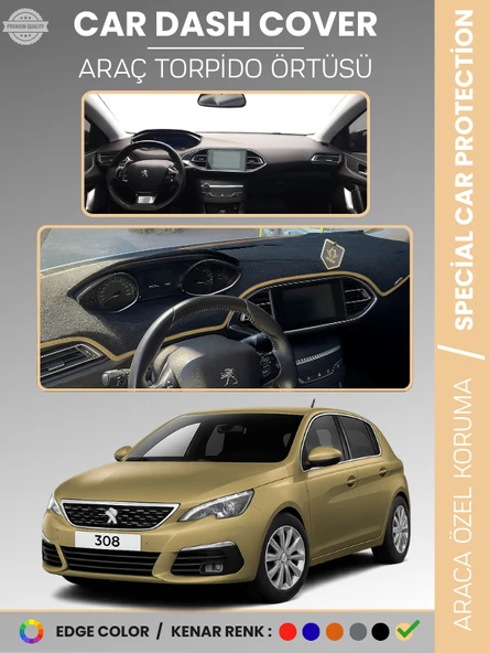 PEUGEOT 308 (2020+) Torpido Örtüsü Ön Göğüs Koruma Torpido Koruma Birebir Uyum Kaymaz Özel Kesim ürün görseli 1