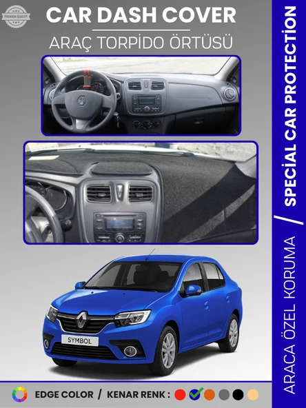 RENAULT SYMBOL 3 ÜST SAKLAMA GÖZLÜ (2013-2021) Torpido Örtüsü Ön Göğüs Halı Torpido Koruma Tam Uyum ürün görseli 1