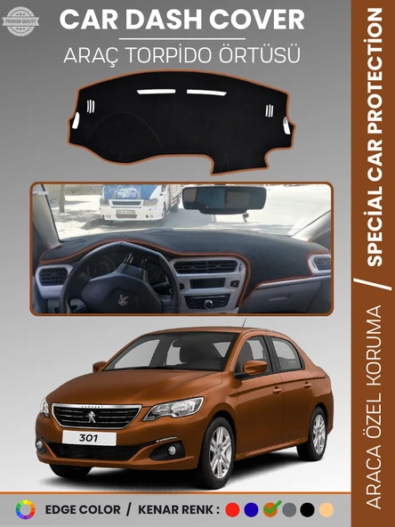 PEUGEOT 301 (2012-2024) Torpido Örtüsü Ön Göğüs Koruma Torpido Koruma Birebir Uyum Kaymaz Özel Kesim ürün görseli 1