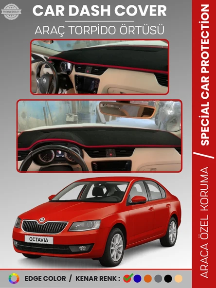SKODA OCTAVIA A7 (2013-2019) Torpido Örtüsü Ön Göğüs Halı Torpido Koruma Tam Uyum Kaymaz UV Koruma ürün görseli 1