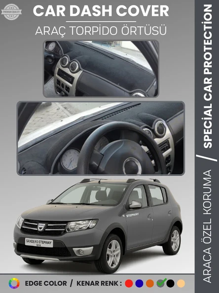 DACIA SANDERO STEPWAY (2010-2015) Torpido Örtüsü Ön Göğüs Koruma  Tam Uyum Kaymaz Kolay Montaj ürün görseli 1