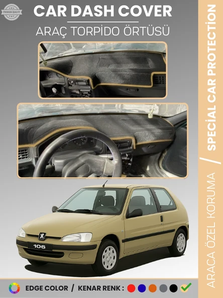 PEUGEOT 106 (1991-2003) Torpido Örtüsü Ön Göğüs Torpido Koruma Birebir Uyum Kaymaz Özel Kesim ürün görseli 1