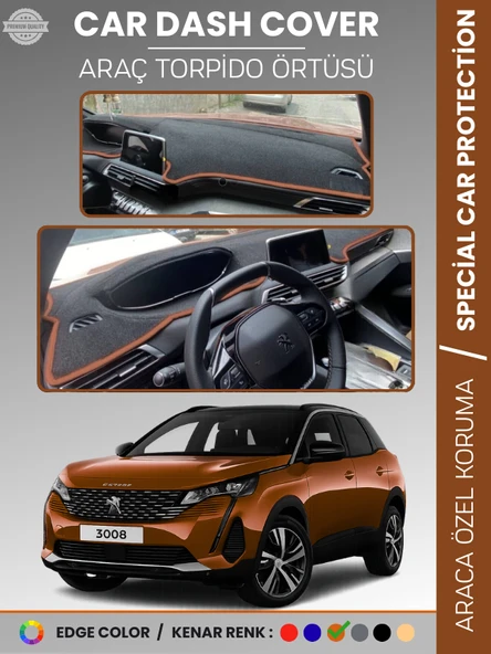 PEUGEOT 3008 EKRANLI (2021+) Torpido Örtüsü Panel Koruma Torpido Koruma Tam Uyum Kaymaz Özel Kesim ürün görseli 1