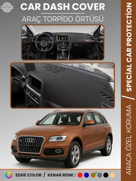 AUDİ Q5 (2008-2017) Torpido Örtüsü Ön Göğüs Koruma Torpido Koruma Araca Özel Kaymaz Kolay Montaj ürün görseli 1