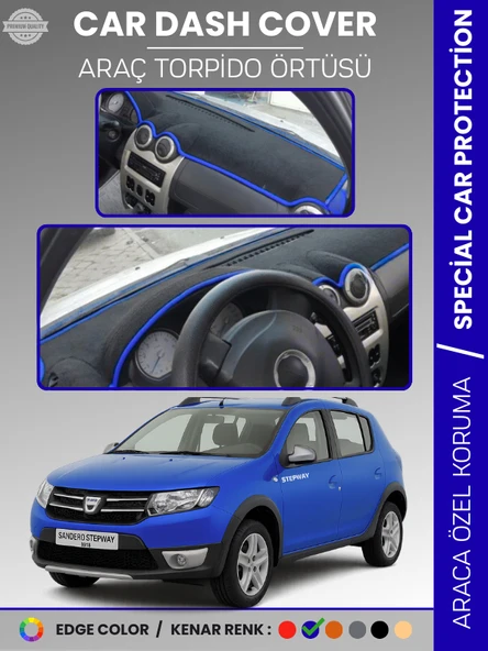 DACIA SANDERO STEPWAY (2010-2015) Torpido Örtüsü Ön Göğüs Koruma  Tam Uyum Kaymaz Kolay Montaj ürün görseli 1