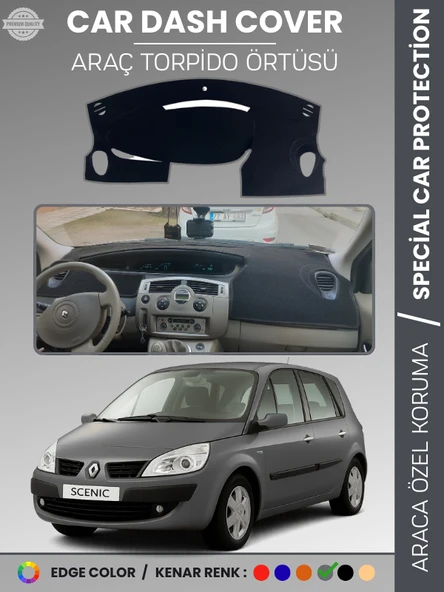 RENAULT SCENIC 2 (2003-2009) Torpido Örtüsü Ön Göğüs Koruma Torpido Koruma Tam Uyum Çatlamayı Önler ürün görseli 1