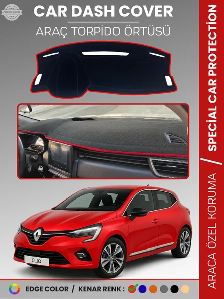 RENAULT CLİO 5 (2019-2023) Torpido Örtüsü Ön Göğüs Koruma Torpido Koruma Birebir Uyum Kaymaz ürün görseli 1
