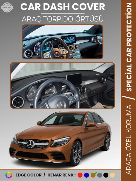 MERCEDES C-CLASS W205 (2014-2020) Torpido Örtüsü Premium Kalite Torpido Koruma Özel Kesim UV Koruma ürün görseli 1