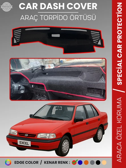 HYUNDAİ EXCEL (1989-1994) Torpido Örtüsü Göğüs Koruma Araca Özel UV Koruma Kolay Montaj ürün görseli 1