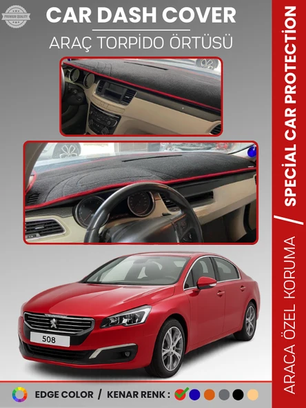 PEUGEOT 508 (2011-2018) Torpido Örtüsü Ön Göğüs Koruma Torpido Koruma Birebir Uyum Kaymaz Özel Kesim ürün görseli 1