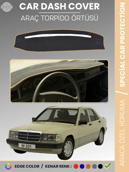 MERCEDES 190E W201 (1982-1993) Torpido Örtüsü Premium Kalite Torpido Koruma Özel Kesim UV Koruma ürün görseli 1