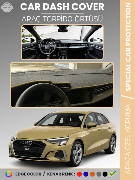 AUDİ A3 (2020+) Torpido Örtüsü Ön Göğüs Koruma Torpido Koruma Araca Özel Kaymaz Kolay Montaj ürün görseli 1