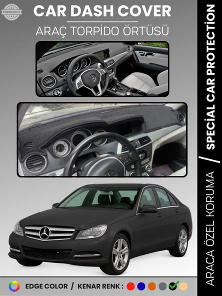 MERCEDES C CLASS W204 (2007-2014) Torpido Örtüsü Premium Kalite Özel Kesim UV Koruma ürün görseli 1