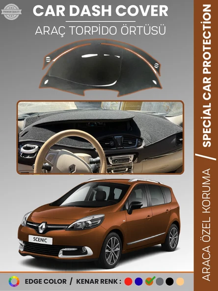 RENAULT SCENIC 3 (2009-2016) Torpido Örtüsü Ön Göğüs Koruma Torpido Koruma Tam Uyum Çatlamayı Önler ürün görseli 1