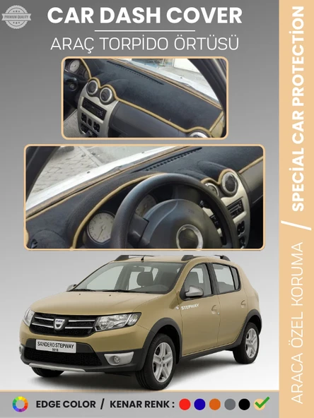 DACIA SANDERO STEPWAY (2010-2015) Torpido Örtüsü Ön Göğüs Koruma  Tam Uyum Kaymaz Kolay Montaj ürün görseli 1