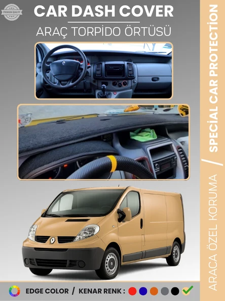 RENAULT TRAFIC 2 (2001-2014) Torpido Örtüsü Ön Göğüs Koruma Torpido Koruma Tam Uyum Çatlamayı Önler ürün görseli 1
