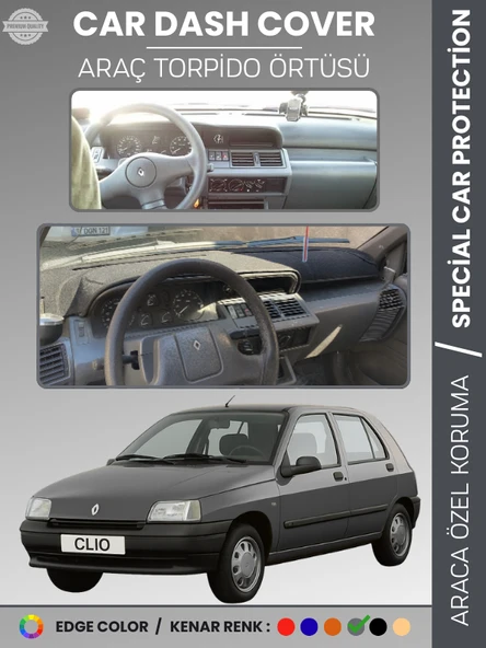 RENAULT CLIO 1 (1994-1998) Torpido Örtüsü Ön Göğüs Koruma Torpido Koruma Araca Özel Tam Uyum ürün görseli 1