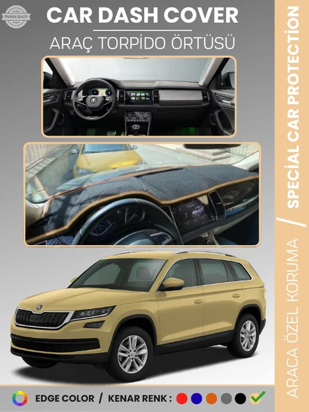 SKODA KODIAQ (2017-2022) Torpido Örtüsü Ön Göğüs Halı Torpido Koruma Birebir Uyum Kaymaz UV Koruma ürün görseli 1