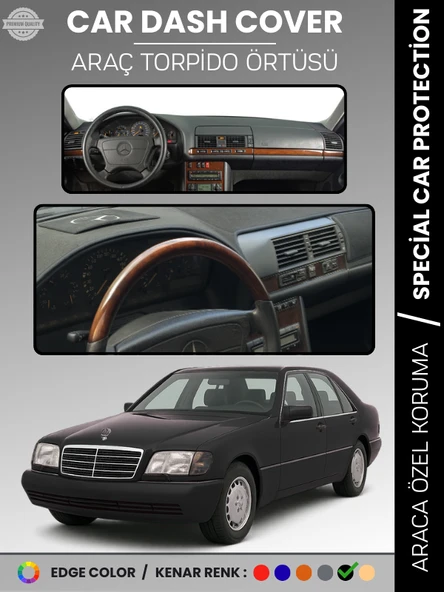 MERCEDES S CLASS W140 (1991-1998) Torpido Örtüsü Premium Kalite Torpido Koruma Özel Kesim UV Koruma ürün görseli 1