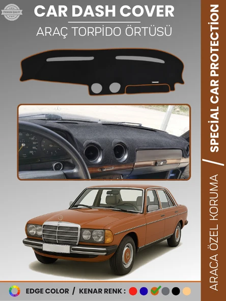 MERCEDES E SERİSİ W123 (1976-1985) Torpido Örtüsü Premium Kalite Torpido Koruma Özel Kesim UV Koruma ürün görseli 1