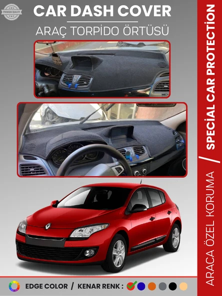 RENAULT MEGANE 3 NAVİGASYONLU BUYUK EKRANLI (2008-2015)  Torpido Örtüsü Ön Göğüs Torpido Koruma ürün görseli 1