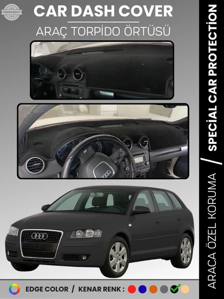 AUDI A3 (2004-2008) Torpido Örtüsü Ön Göğüs Koruma Torpido Koruma Araca Özel Kaymaz Kolay Montaj ürün görseli 1