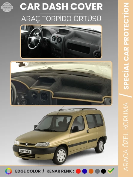PEUGEOT PARTNER (1996-2002) Torpido Örtüsü Panel Koruma Torpido Koruma Tam Uyum Kaymaz Özel Kesim ürün görseli 1