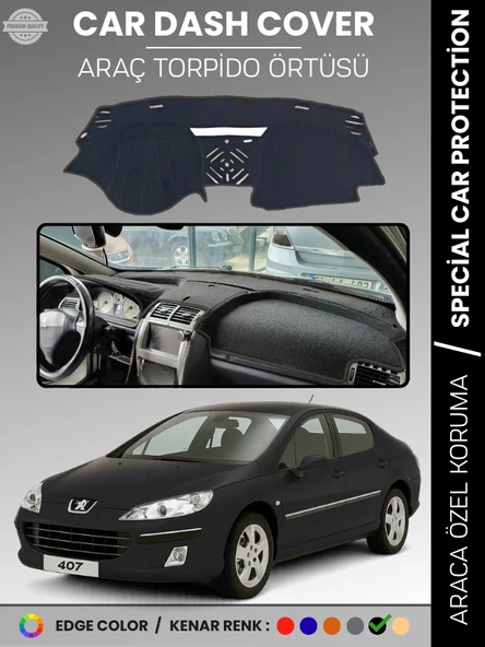 PEUGEOT 407 (2004-2010) Torpido Örtüsü Ön Göğüs Koruma Torpido Koruma Birebir Uyum Kaymaz Özel Kesim ürün görseli 1