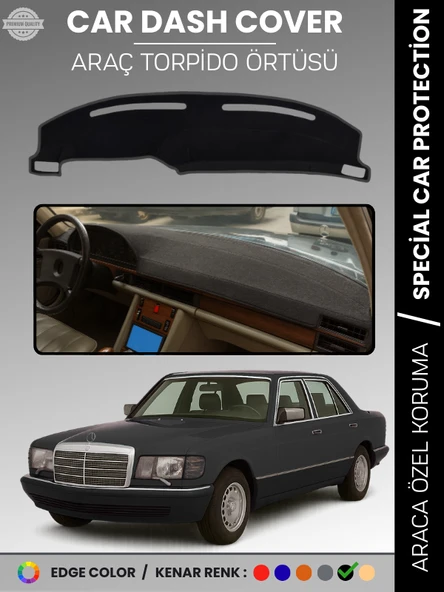 MERCEDES S CLASS W126 (1979-1991) Torpido Örtüsü Premium Kalite Torpido Koruma Özel Kesim UV Koruma ürün görseli 1