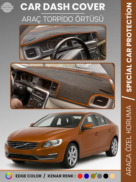 VOLVO S60 (2011-2017) Torpido Örtüsü Ön Göğüs Koruma Torpido Koruma Tam Uyum Araca Özel UV Koruma ürün görseli 1