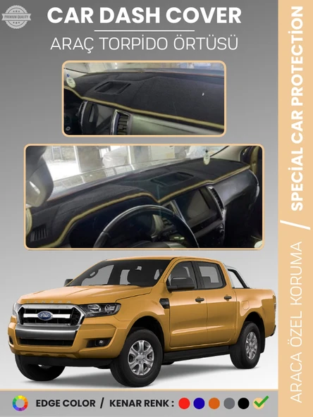 FORD RANGER (2018-2019) Torpido Örtüsü Ön Göğüs Koruma Torpido Koruma Tam Uyum Kaymaz Kolay Montaj ürün görseli 1