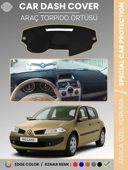 RENAULT MEGANE 2 NAVİGASYONSUZ (2003-2009) Torpido Örtüsü Ön Göğüs Halı Torpido Koruma  Araca Özel ürün görseli 1