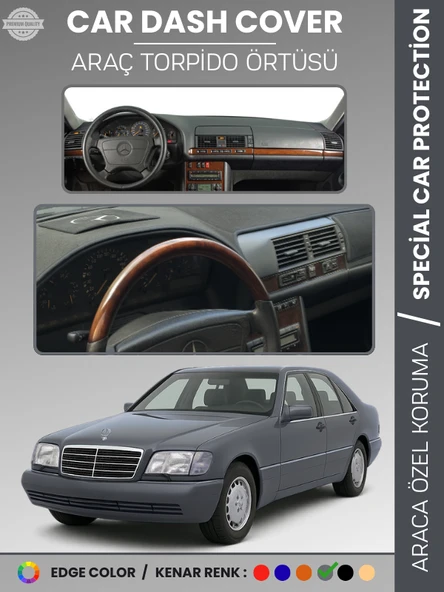 MERCEDES S CLASS W140 (1991-1998) Torpido Örtüsü Premium Kalite Torpido Koruma Özel Kesim UV Koruma ürün görseli 1
