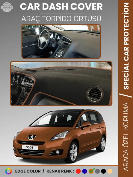 PEUGEOT 5008 (2011-2014) Torpido Örtüsü Panel Koruma Torpido Koruma Tam Uyum Kaymaz Özel Kesim ürün görseli 1