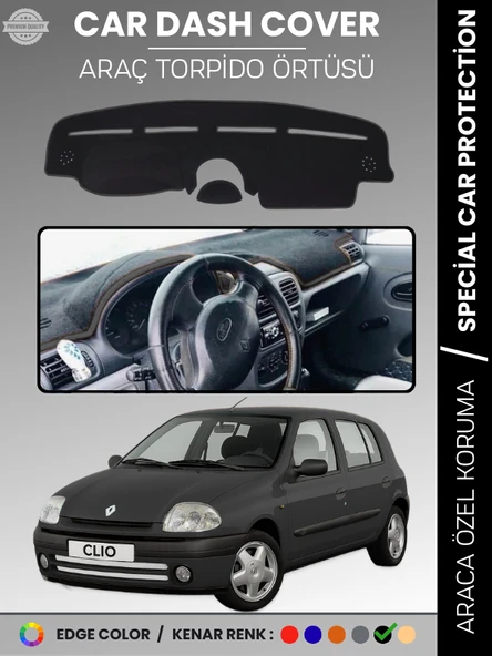 RENAULT CLIO 2 AIRBAGLI (2001-2012) Torpido Örtüsü Ön Göğüs Koruma Torpido Koruma Araca Özel ürün görseli 1