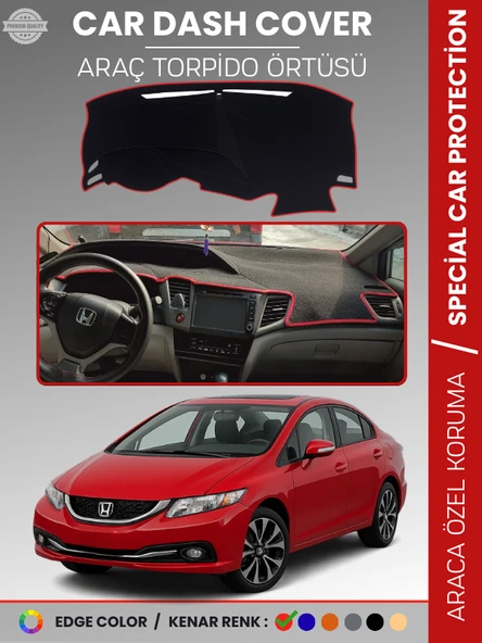 HONDA CIVIC FB7 (2011-2015) Torpido Örtüsü Torpido Koruma Tam Uyum Çatlamayı Önler Kolay Montaj ürün görseli 1
