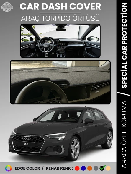 AUDİ A3 (2020+) Torpido Örtüsü Ön Göğüs Koruma Torpido Koruma Araca Özel Kaymaz Kolay Montaj ürün görseli 1