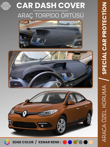 RENAULT FLUENCE NAVİGASYONLU BÜYÜK EKRANLI (2013-2016) Torpido Örtüsü Panel Torpido Koruma Tam Uyum ürün görseli 1