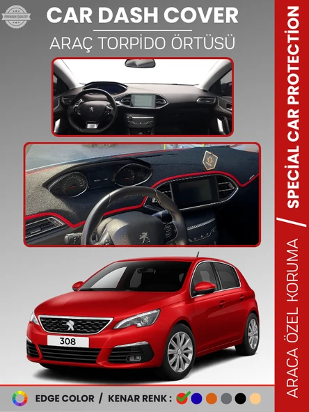 PEUGEOT 308 (2020+) Torpido Örtüsü Ön Göğüs Koruma Torpido Koruma Birebir Uyum Kaymaz Özel Kesim ürün görseli 1