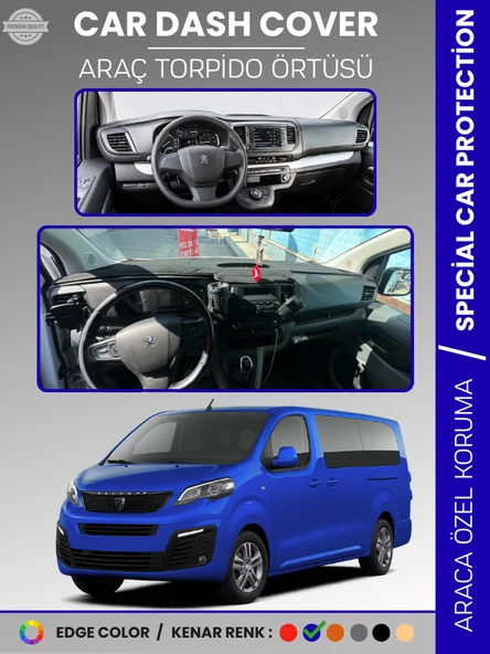 PEUGEOT TRAVELLER (2016-2023) Torpido Örtüsü Panel Koruma Torpido Koruma Tam Uyum Kaymaz Özel Kesim ürün görseli 1
